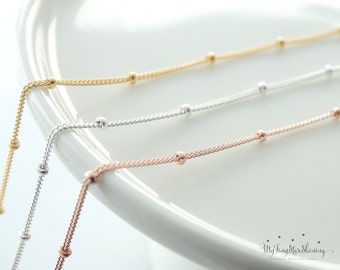 Rose Gold Necklace, Rose Gold Chain Necklace, Rose Gold Satellite Chain Necklace, Rose Gold Filled Necklace, Sterling silver Chain Necklace