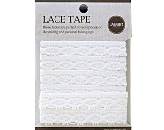 Adhesive deco fabric cotton lace tape M 01 - white by J&Bobbin