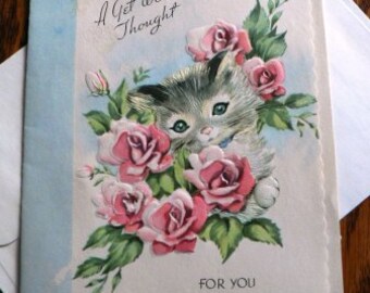 vintage cards ... A GET WELL Thought for You retro CARD only ...