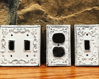 BIG SALE/Light switch plate/Light Switch Cover/Plug cover/Nursery/Bedroom/Cast iron plug/ Outlet Cover/ Shabby Chic/ Metal Plate Cover/