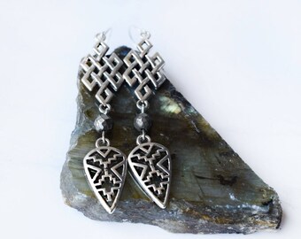 silver Aztec earrings