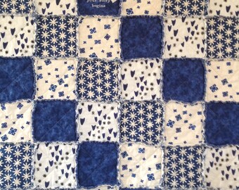 Homemade Quilt, Rag Quilt, Throw, Patchwork Quilt, Embroidered Blanket, Quilts Handmade, Home is Where, Rag Quilt For Sale, Blue White Quilt