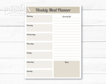 weekly menu and shopping list planner
