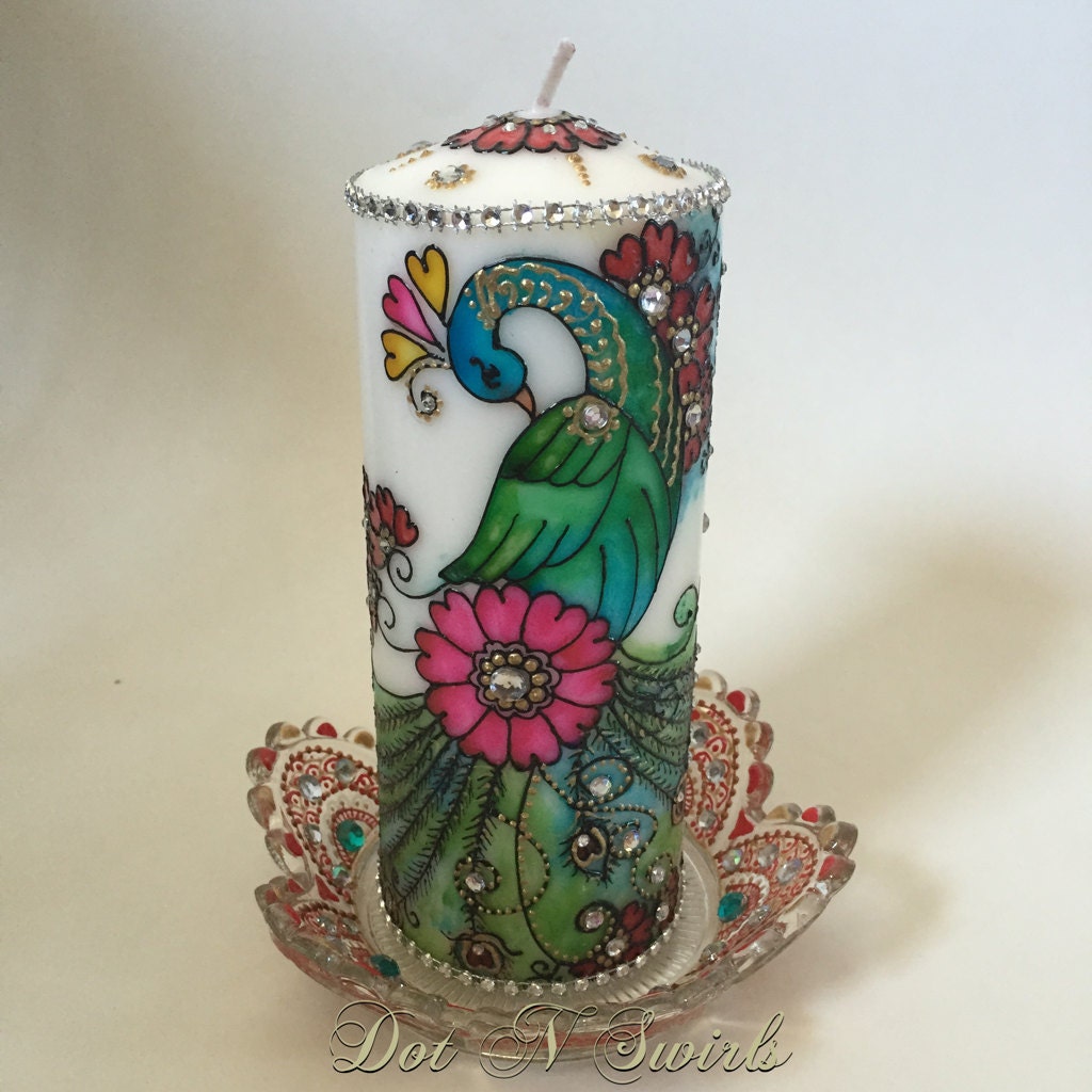 Beautifulhandmadedancing peacock candle pillar perfect for