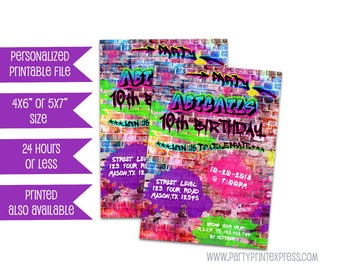 Printable Girl Graffiti Invitation - Girl Hip Hop Invitations - Pink Hip Hop - Pink Graffiti Birthday Invitations - Purple Hip Hop Party DIY