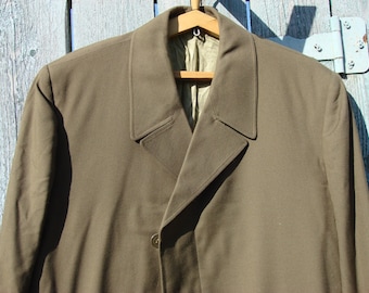 Vintage 70s Mens MILITARY Jacket KHAKI Green Police cloak - coats Maxi Coat Outerwear Uniforms USSR original