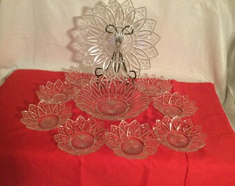 Vintage Federal glass platter and bowls.