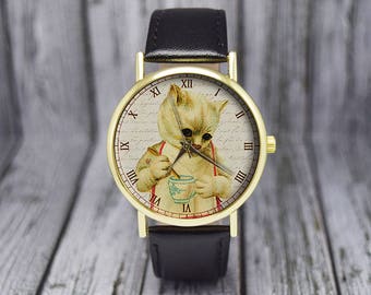 Kitten with Teacup Watch | Cat Watch | Women's Watch | Ladies Watch | Gift for Her | Birthday | Wedding | Gift Ideas | Fashion Accessories