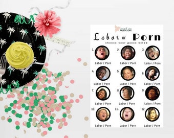 Labor or Porn Baby Shower Game with Answer Key - BLACK