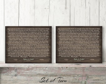 Thank You Gift for PARENTS Set of 2 Rustic Wedding Gift from Bride Groom Canvas Prints Gift Personalized Poem from Daughter, Son Faux Wood