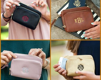 Sloane embroidered Wristlet purse