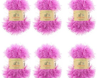 Eyelash Yarn - 50g - 6 Skeins - New Magenta