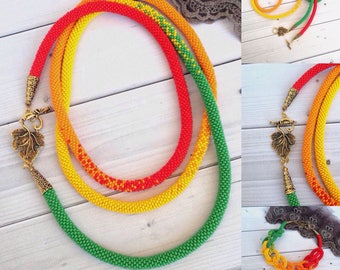 Multicolor necklace Summer necklace Gift for mom Chakra necklace Long Seed Beaded Lariat Transformer Beadwork necklace Gift for woman