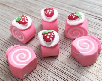3 pcs.8x12mm.Miniature Cabochon Cakes,Miniature Cookies,Miniature Cake Cabochon,Resin,Miniature Sweet,Miniature Cake Roll Cabochon