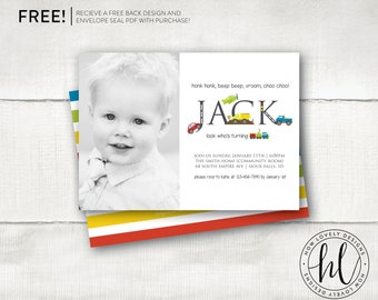 Transportation Invitation With Picture | Car Birthday Invitation | Truck Party Invitation | Boy Birthday Invite | Automobile Invite