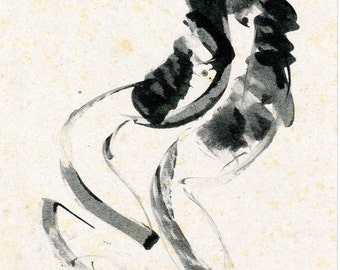 Watercolor painting on cardboard by Edgar Stoebel - Signed