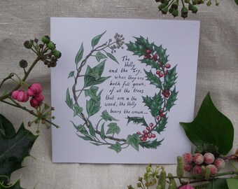 The Holly and the Ivy Christmas wreath greetings card