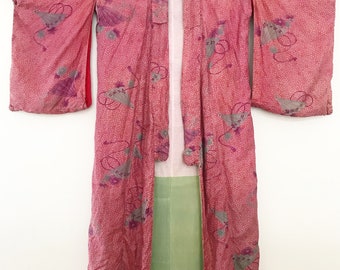 Antique silk 1920s pongee kimono robe