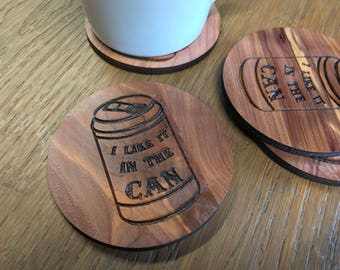 Funny Beer Coasters | Like it in the Can | Inappropriate Gifts for Him | Man Cave | Home Bar Decor | Humorous Present | Joke Father's Day