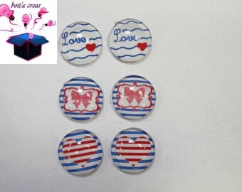 6 glass cabochons 18 mm as pictured lot number 56