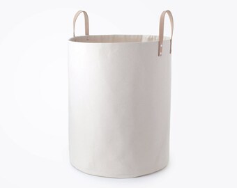 LARGE CANVAS BIN - Natural Canvas and Leather