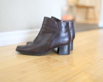 vintage brown leather oxfords ankle boots womens 8 1/2