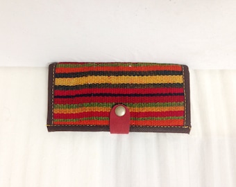 Kilim Wallet,woven wallet,red,striped wallet