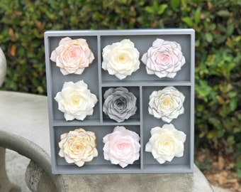 3D Floral Wall Art using Paper Roses - Colors are Customizable