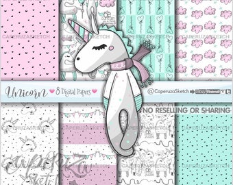 Unicorn Digital Paper, Printable Paper, Unicorn Pattern, COMMERCIAL USE, Unicorn Paper, Animal Pattern, Unicorn Party, Unicorn Texture