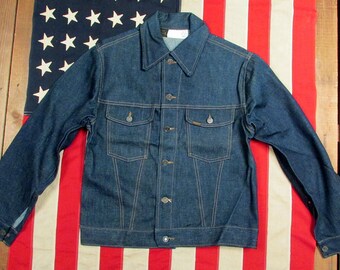 Vintage 1950s Roebucks Red Line Selvedge Denim Jacket Rivets Sz.38 New Old Stock
