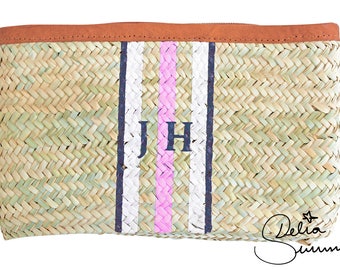Monogram palm leaf clutch makeup bag +++ personalized initials +++