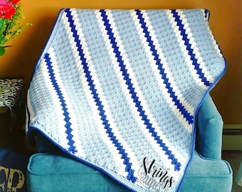 Ready to Ship / Crocheted Blanket / Afghan/ Throw / Toddler Blanket / Lapghan / Wheelchair Blanket / Striped Blanket / Gift for Him