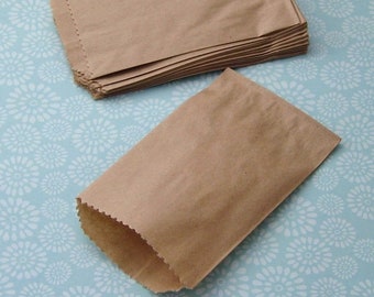 100 3x5 Small Kraft Bags - Wedding Candy Buffet Bag, Printable, Recycled, Recyclable - 3 1/4 x 5 1/4 inch actual size