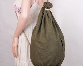 Canvas backpack, Military backpack 1960s, Vintage backpack, Green backpack, Army rucksack, Modern students backpack, Punk haversack, Gift