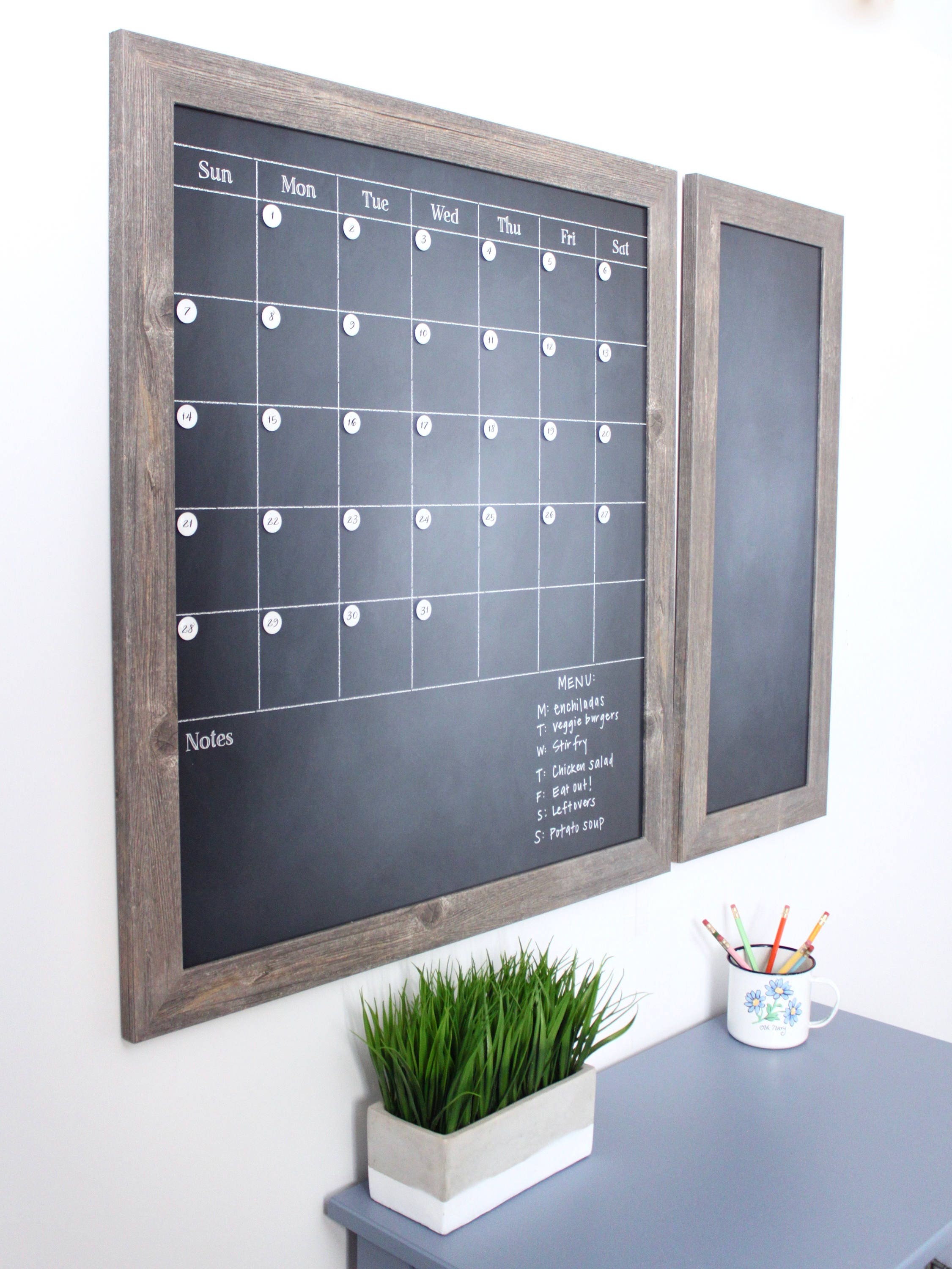Chalkboard Calendar Framed Chalkboard with notes