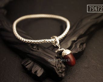 MW P1080 MW B1005 The 925 Silver and Wood Acorn (Small) Charm Bracelet Set