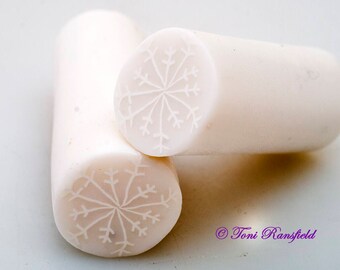 Snowflake Polymer Clay Cane, Raw polymer Clay Cane, Millefiori Polymer Clay