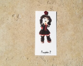 Bookmark 2 black, red dress doll