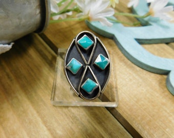 Vintage Sterling Silver Turquoise Ring- size 7.5