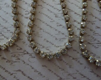 2mm Clear Rhinestone Chain - Brass Setting - Crystal Clear Preciosa Czech Crystals