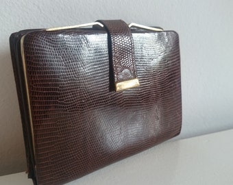 SALE Brown snakeskin vintage 50's wallet