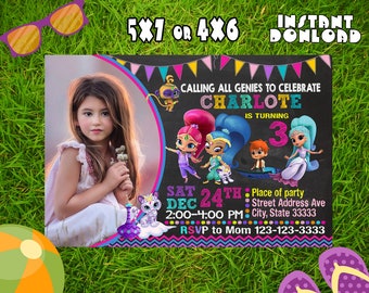 Shimmer And Shine Invitation,Shimmer And Shine Invited Birthday,Shimmer And Shine Birthday,Shimmer And Shine Party,Shimmer And Shine-NR137