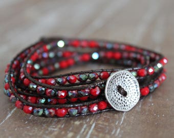 red crystal wrap bracelet