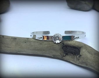 Sterling Silver Flower Cuff