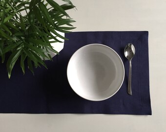 Table Runner, Navy Blue, Hemp Tencel, Organic, Modern Country, Farmhouse, Table Linens
