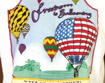 vtg 90s Freedom Is Ballooning T-Shirt 1995 Hot Air Balloon Race Columbia MO XL