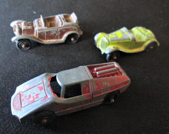 Three 1940s Tootsie Toy Cars Vintage