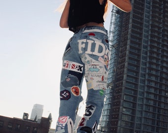 Custom Designed Patched Jeans