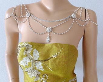 SWAROVSKI Bridal shoulder necklace for wedding, bridesmaid, proms, parties, cocktail, evening, everyday and special occasion. Style #001