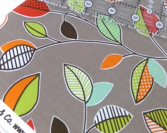 Vintage Leaf Design With A Modern Twist On A Brownish Grey Clean Living by Barbara Jones of Quilt Soup, Quilt Fabric By The Yard 6687 33